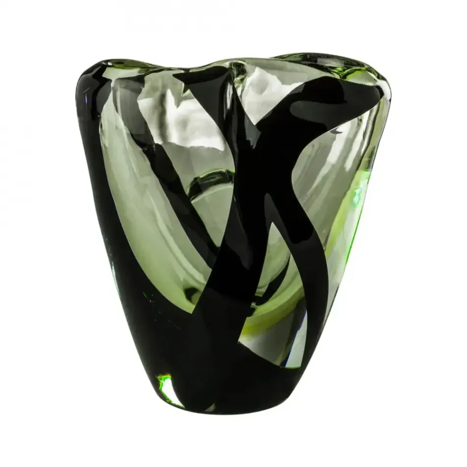 Black Belt by Peter Marino Grass Green/Crystal/Black Medium Vase