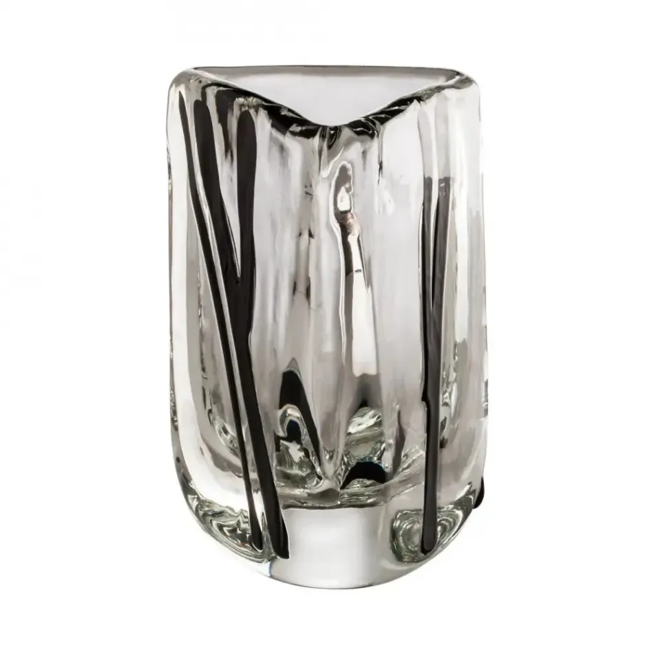 Black Belt by Peter Marino Crystal/Black Medium Vase