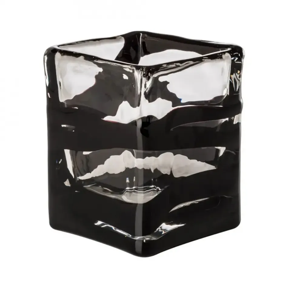 Black Belt by Peter Marino Crystal/Black 15 Cm Vase