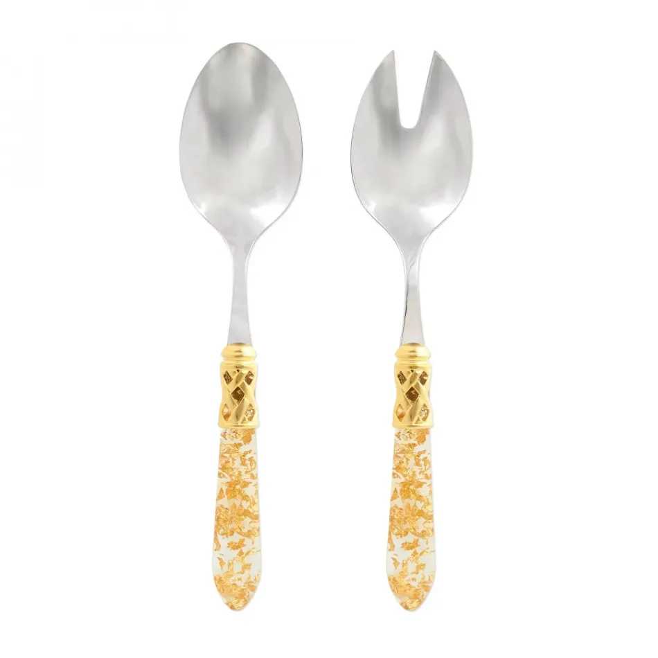 Aladdin Brilliant Gold Fleck Salad Serving Set 9.75"L