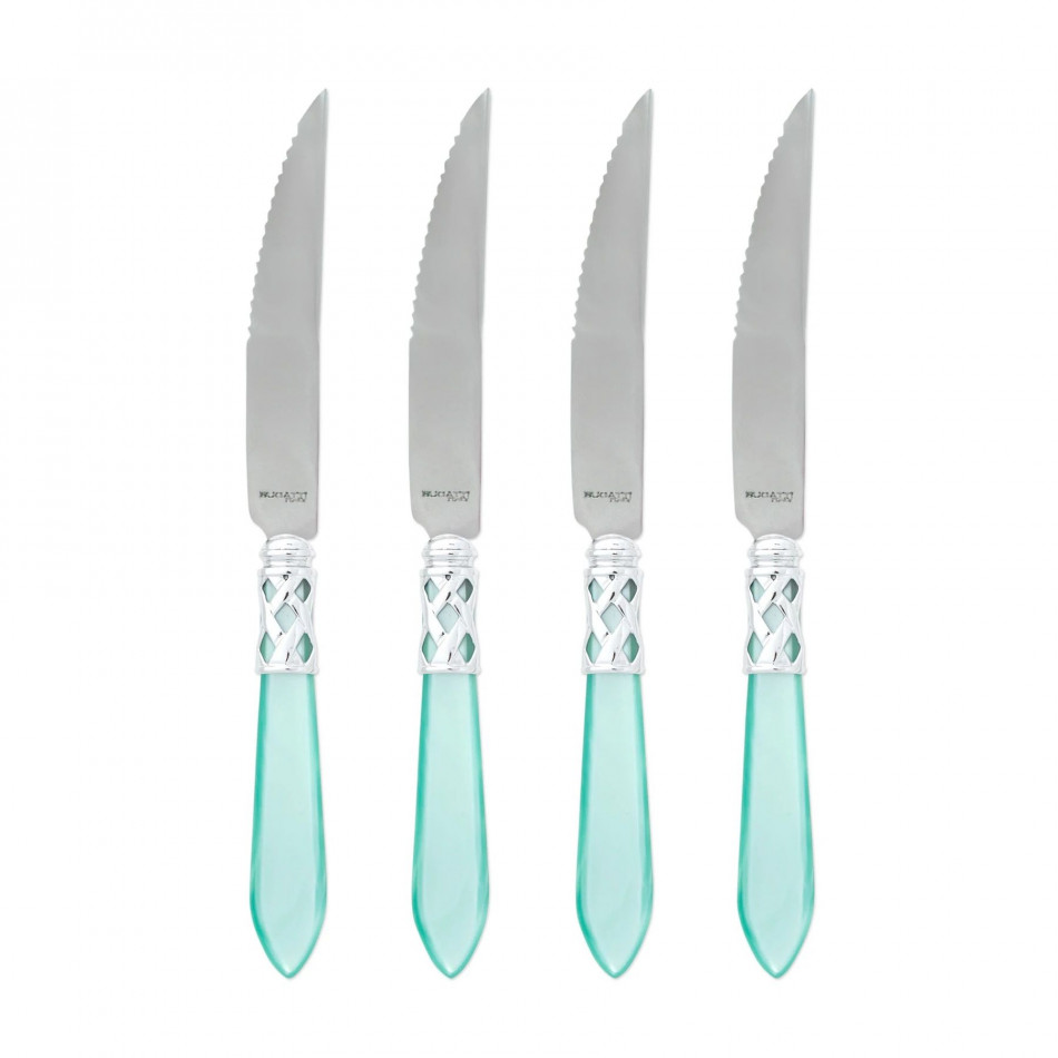 Aladdin Brilliant Aqua Steak Knives - Set of 4 9"L