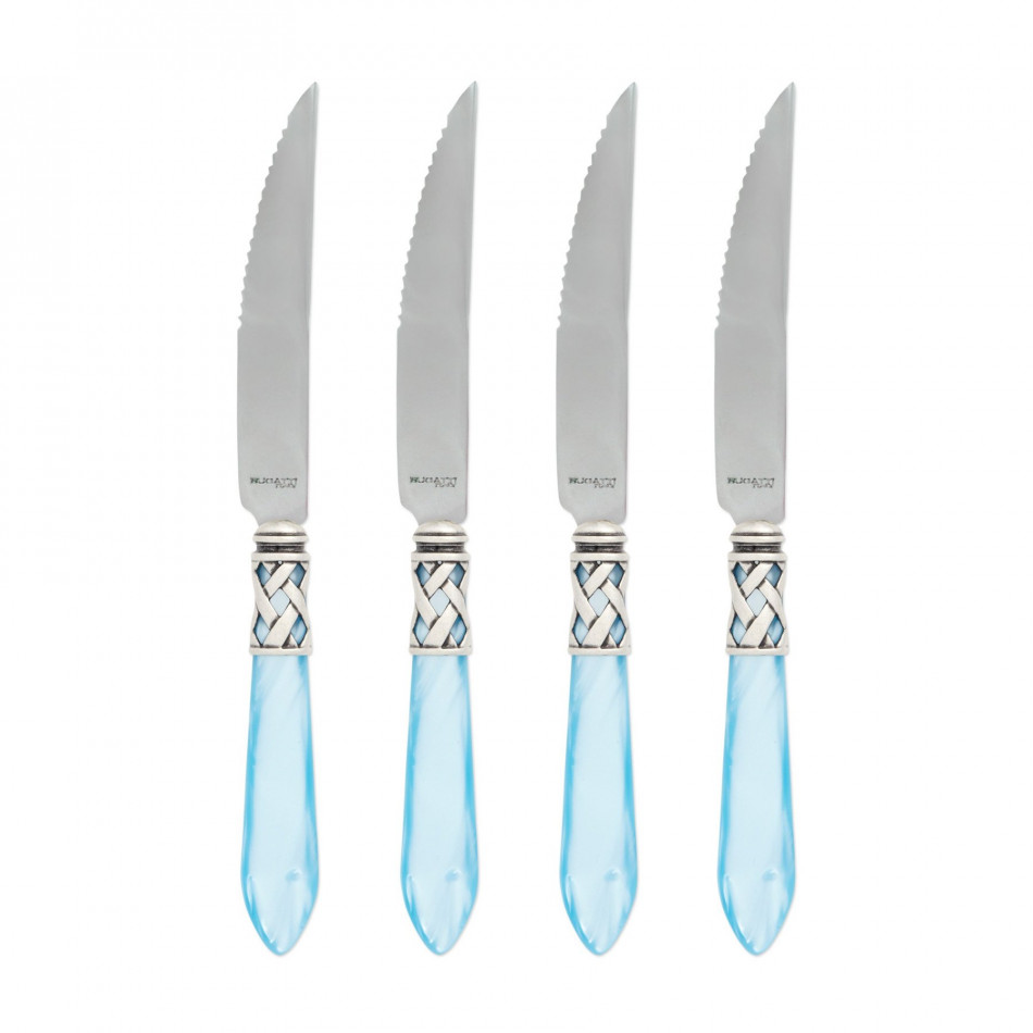 Aladdin Antique Light Blue Steak Knives - Set of 4 9"L