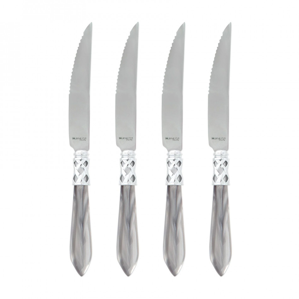 Aladdin Brilliant Light Gray Steak Knives - Set of 4 9"L