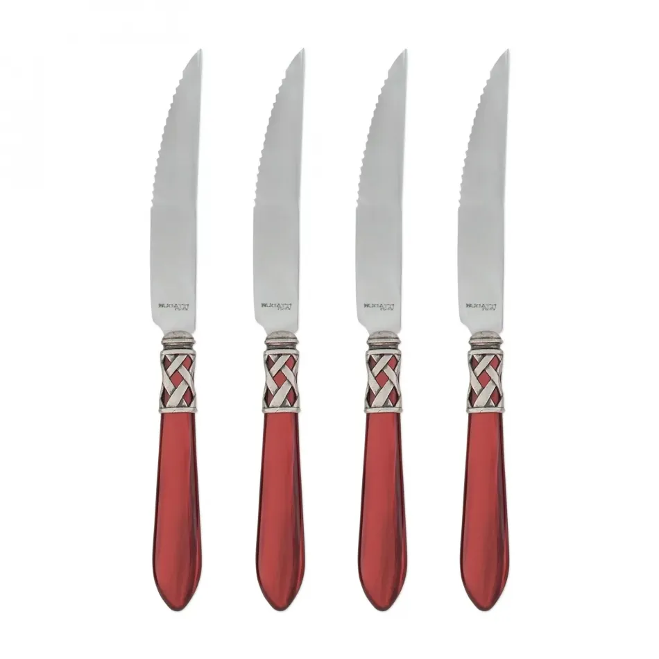 Aladdin Antique Red Steak Knives - Set of 4 9"L