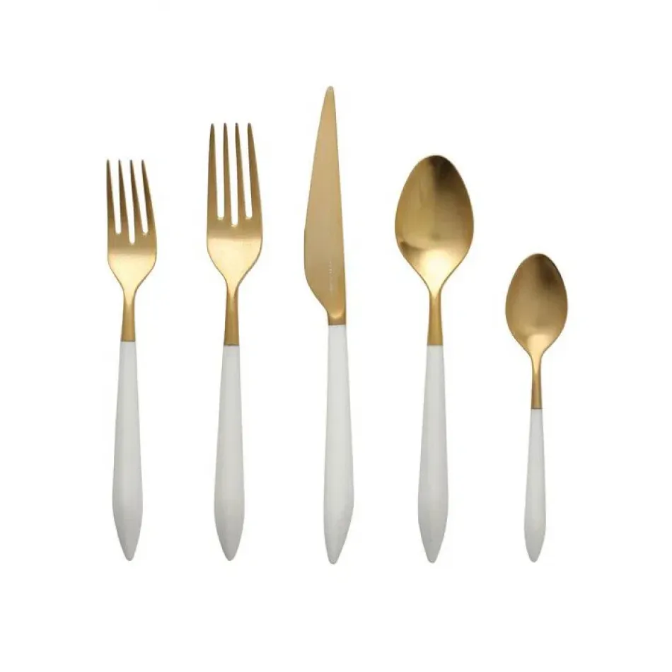 Ares Oro & White Five-Piece Place Setting, Set of 4