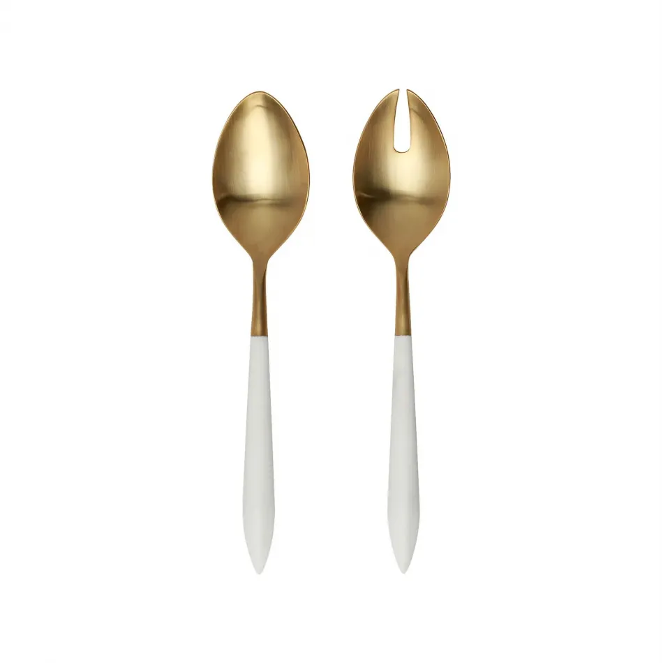 Ares Oro & White Salad Serving Set 10"L