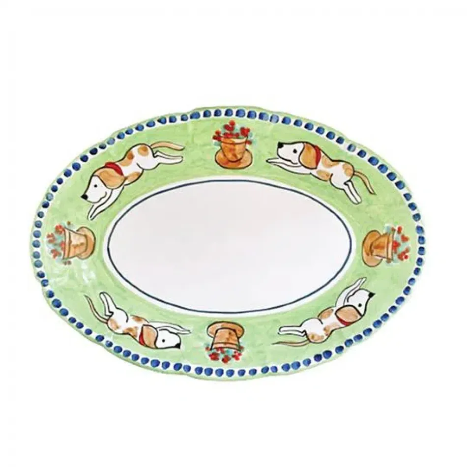 Campagna Cane (Dog)  Oval Platter 16"L, 11.5"W