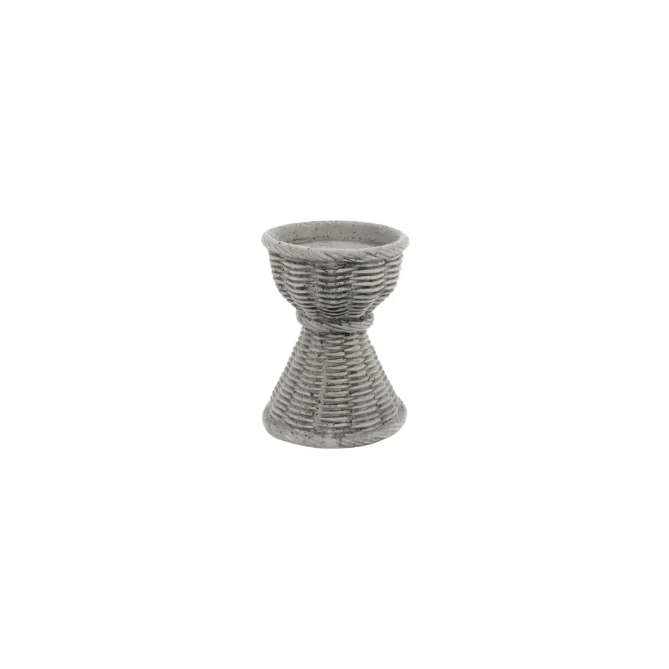 Casa Gray Candlestick Short 4.75"D, 6"H