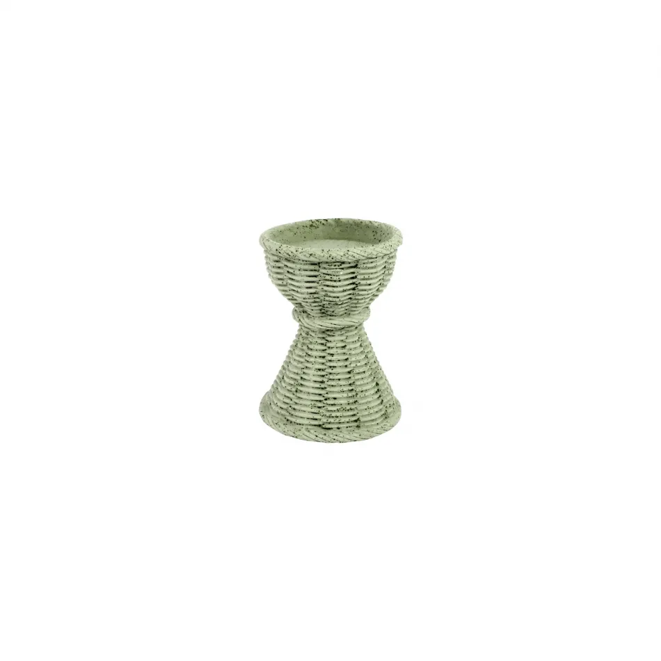Casa Sage Green Candlestick Short 4.75"D, 6"H