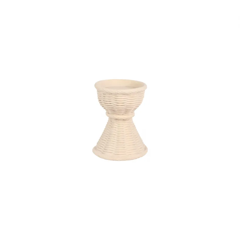Casa Ivory Candlestick Short 4.75"D, 6"H