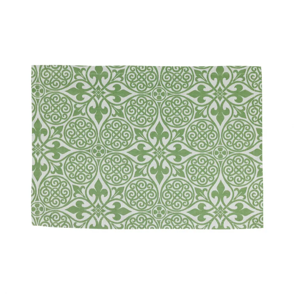 Damask Green Placemats - Set of 4 21.5"L, 15"W