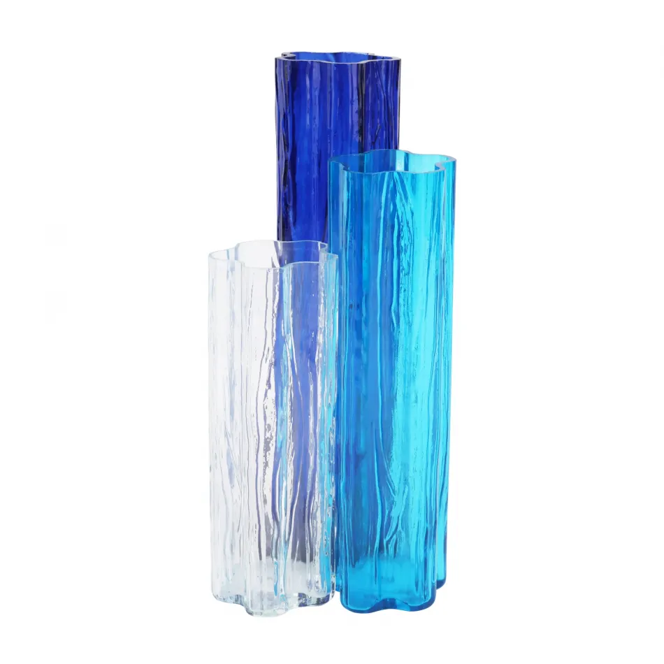 Flora Glass Blue Vase 5.5"D, 11.75"H, 27 oz