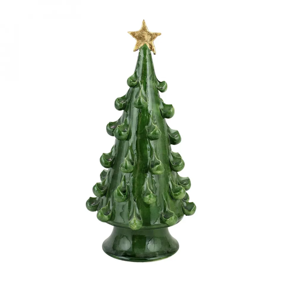 Foresta Green Medium Tree with Gold Star 14.75"H