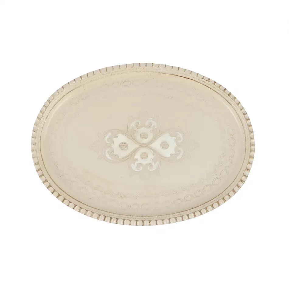 Florentine Wooden Accessories Taupe Small Oval Tray 12.75"L, 9.25"W