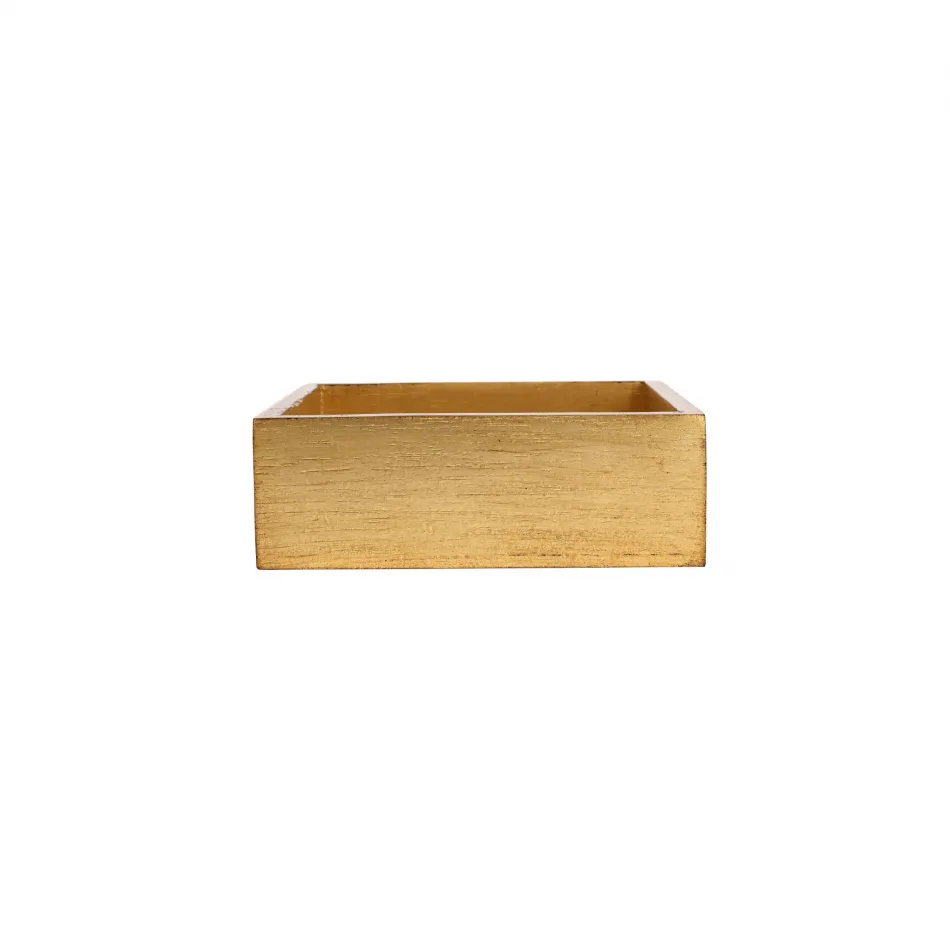 Florentine Wooden Accessories Gold Cocktail Napkin Holder 5.5"Sq, 2"H