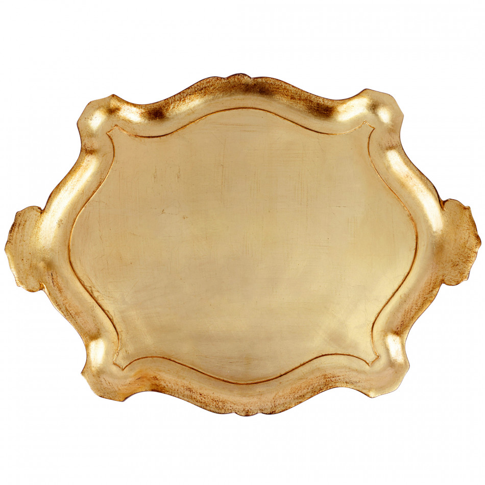 Florentine Wooden Accessories Gold Extra-Large Oblong Tray 29.5"L, 21.5"W