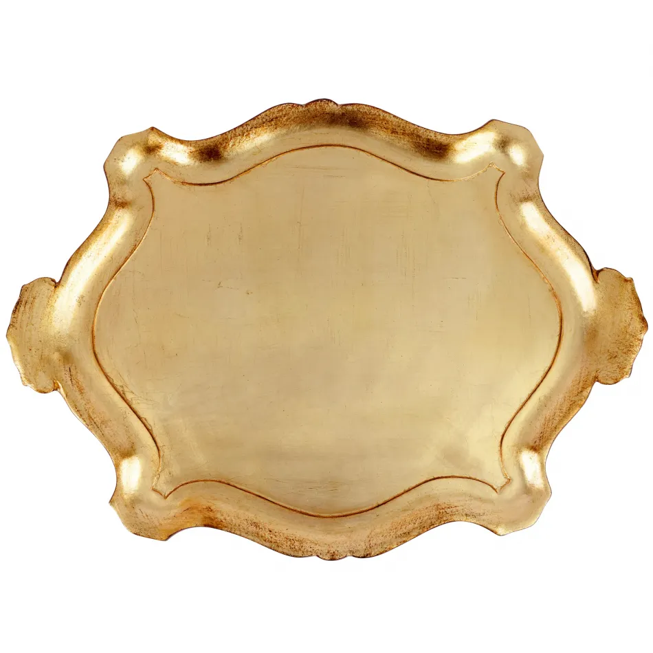 Florentine Wooden Accessories Gold Extra-Large Oblong Tray 29.5"L, 21.5"W