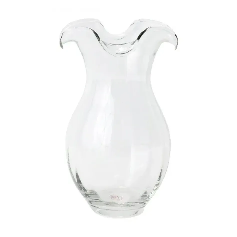 Hibiscus Glass Clear Vertical Fluted Vase Medium