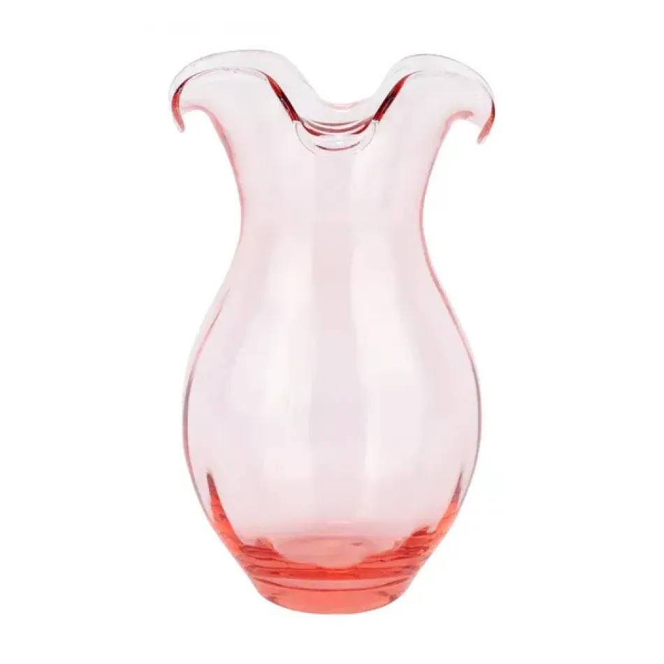 Hibiscus Glass Pink Vertical Fluted Vase Medium