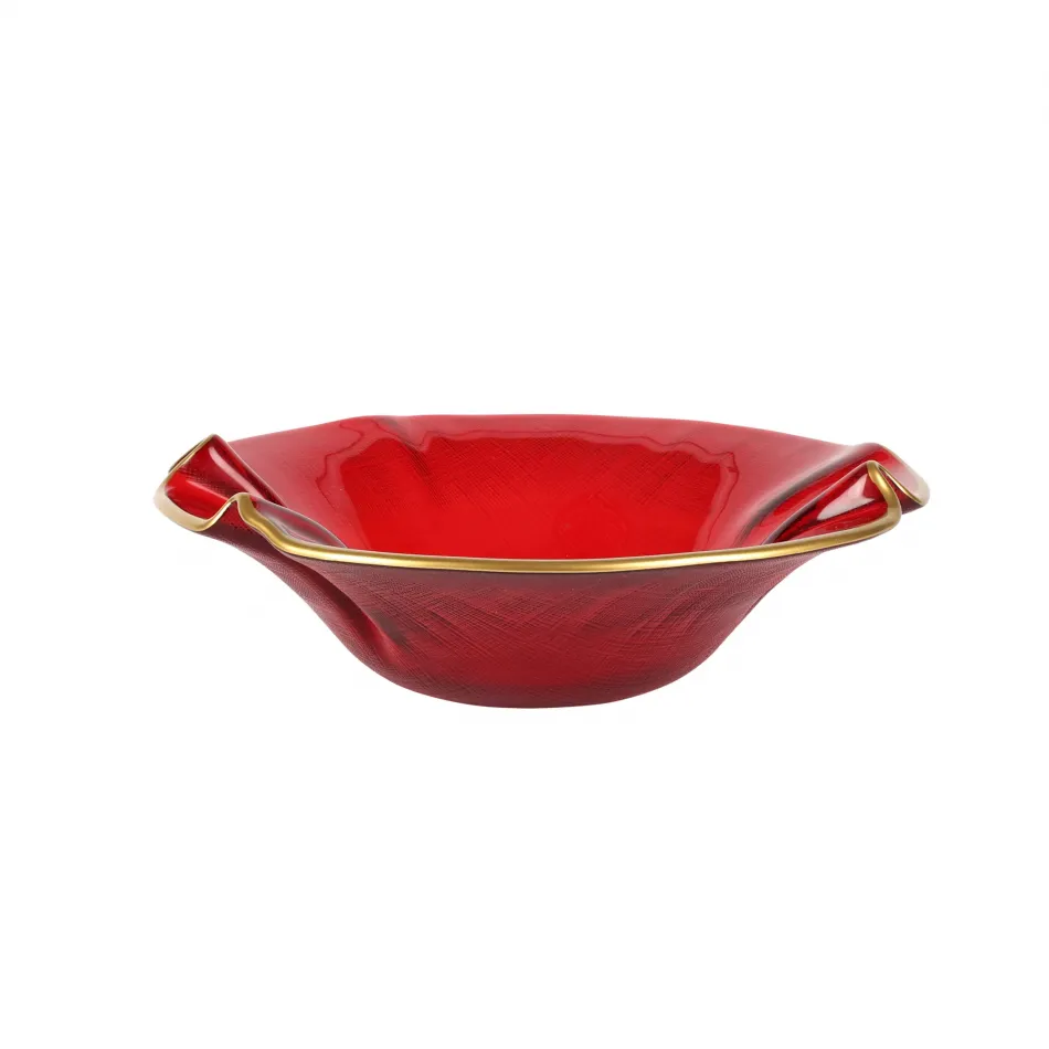 Holiday Glass Small Ruffled Bowl 9.5"D, 3"H