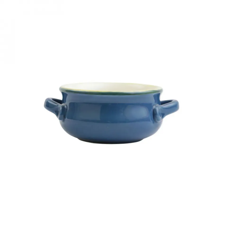 Italian Bakers Blue Small Handled Round Baker 7.5"L, 5.25"W, 0.50 Quart