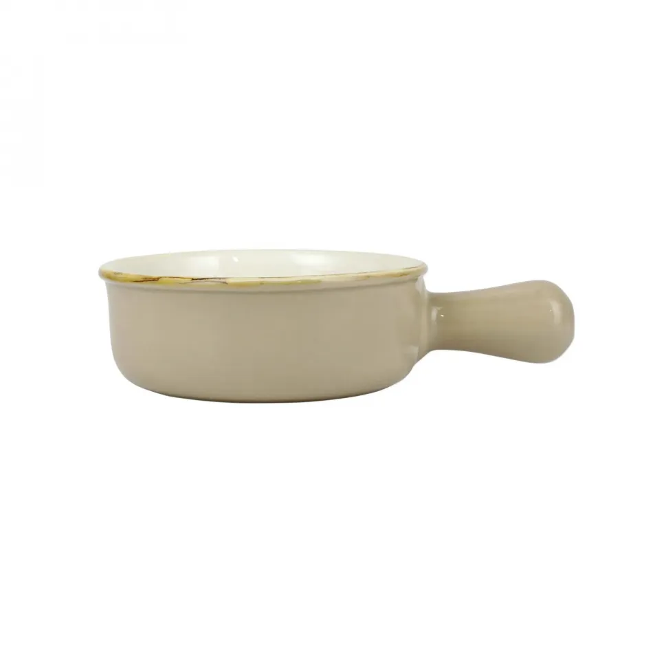 Italian Bakers Cappuccino Small Round Baker with Large Handle 7.5"L, 6.25"W, 2.25"H, 0.50 Quart