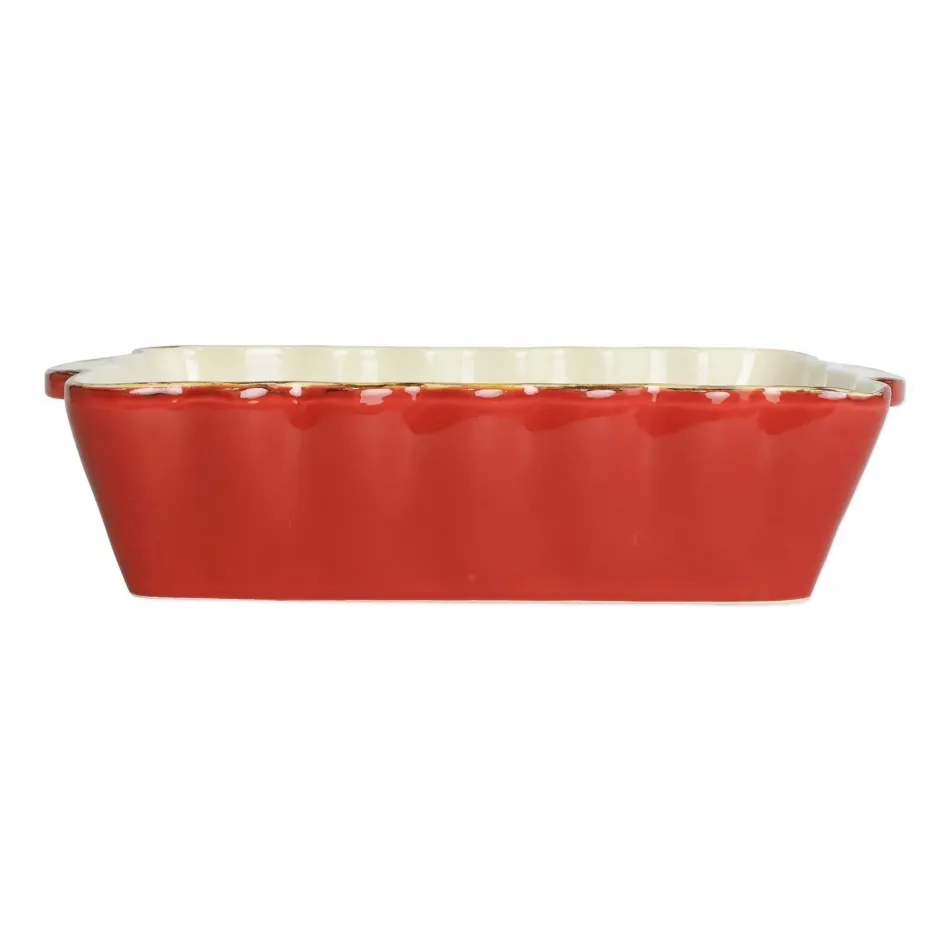 Italian Bakers Red Medium Rectangular Baker 14.5"L, 8.5"W, 3.5"H, 3.5 Quarts