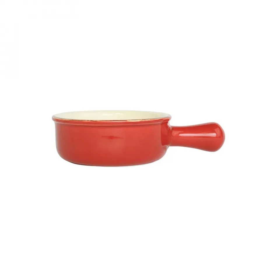 Italian Bakers Red Small Round Baker with Large Handle 7.5"L, 6.25"W, 2.25"H, 0.50 Quart
