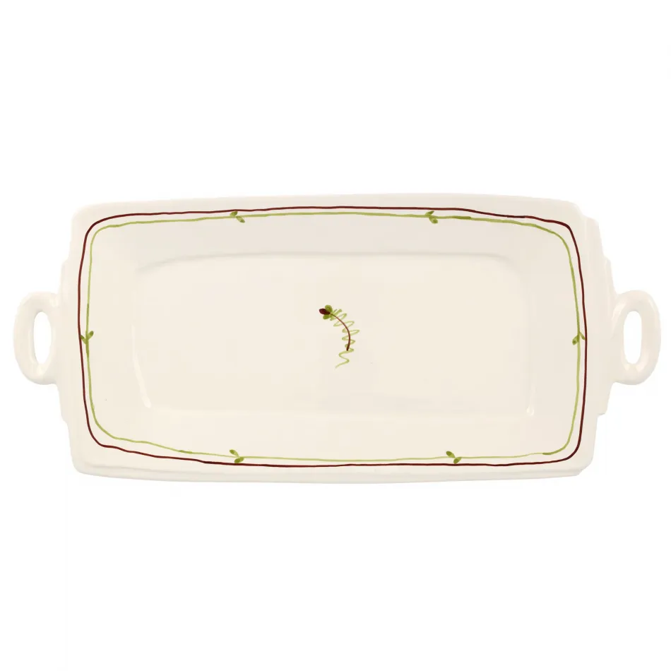 Lastra Fiori di Bosco Handled Rectangular Platter 19"L, 8.5"W