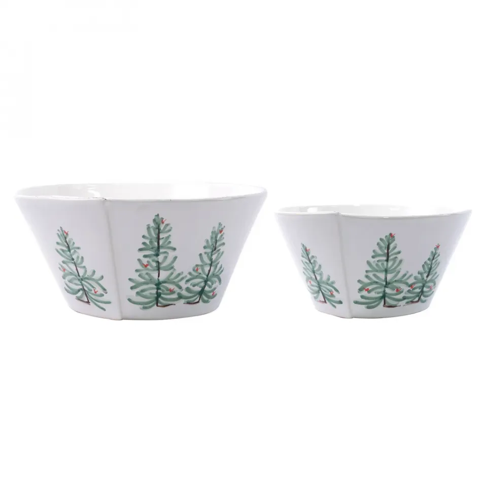 Lastra Holiday 2-Piece Serving Bowls Set 8"-10.5"D, 4"-5"H