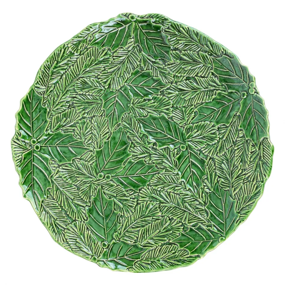 Lastra Holiday Green Figural Round Platter 14.5"D