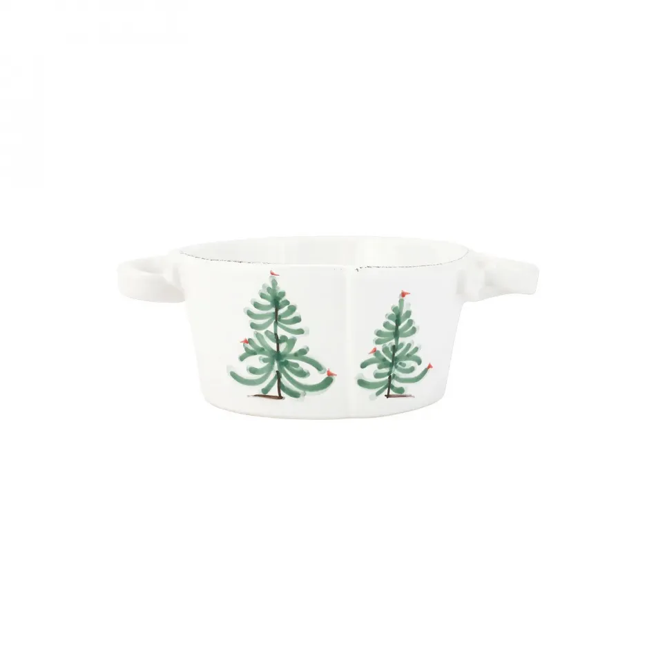 Lastra Holiday Small Handled Bowl 7.5"L, 5"W, 2.75"H