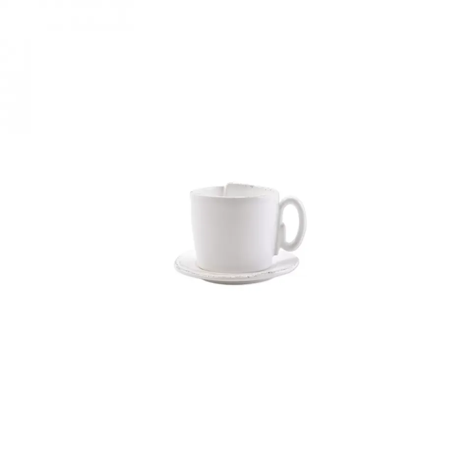 Lastra White Cup and Saucer 3.25"H, 8 oz