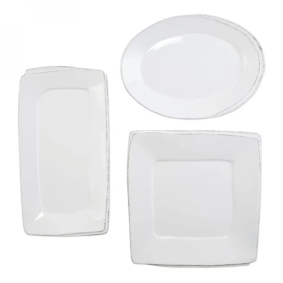 Lastra White 3-Piece Serveware Set