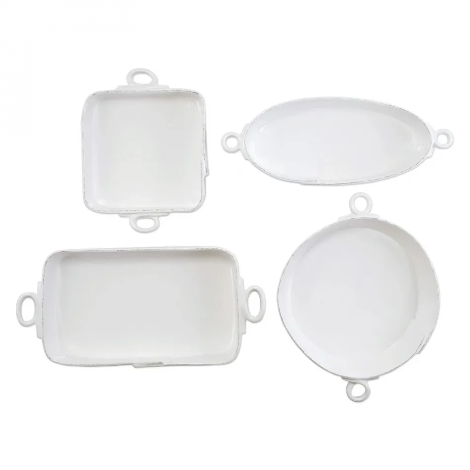 Lastra White 4-Piece Bakeware Essentials Set 11"-16.5"L, 5.75"-11"W, 2.75"-3.75"H