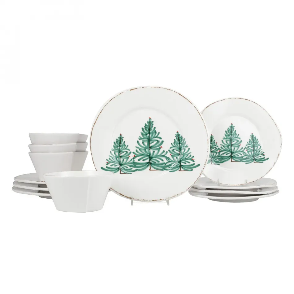 Melamine Lastra Holiday Twelve-Piece Place Setting 6"-11"D, 3"H