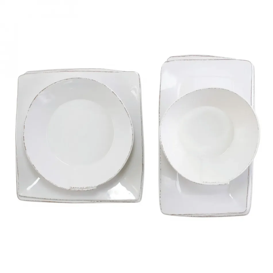 Melamine Lastra White 4-Piece Serveware Set 10.5"-18"L, 10.75"-14.5"W, 3"-4.75"H