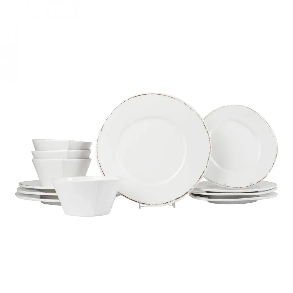 Melamine Lastra White Twelve-Piece Place Setting