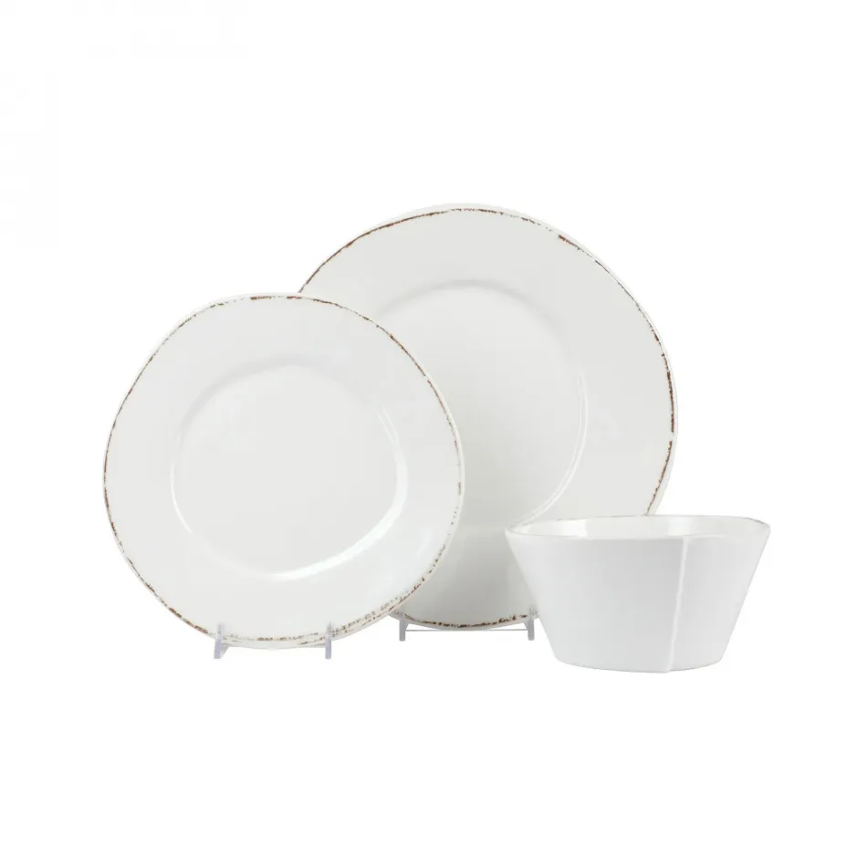 Melamine Lastra White Three-Piece Place Setting