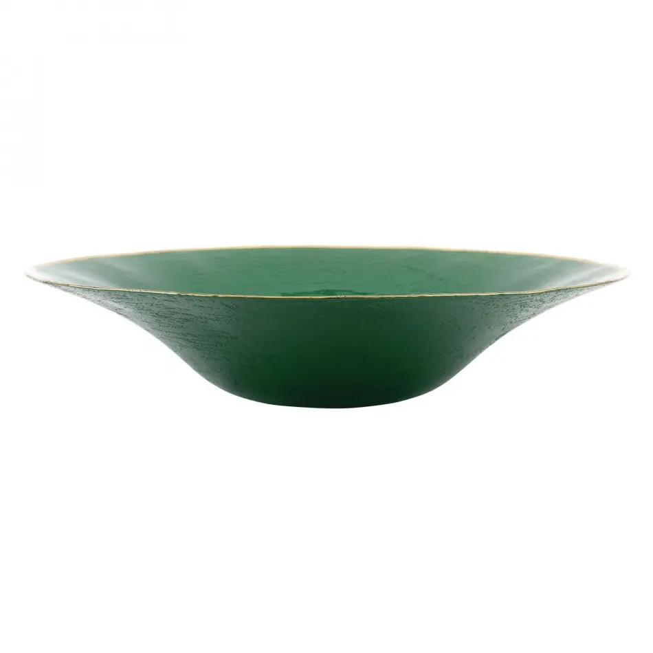 Metallic Glass Emerald Centerpiece 19.5"D, 4.5"H