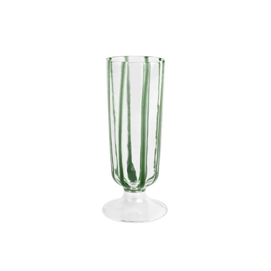 Nuovo Stripe Green Champagne Glass 6.5"H, 8 oz