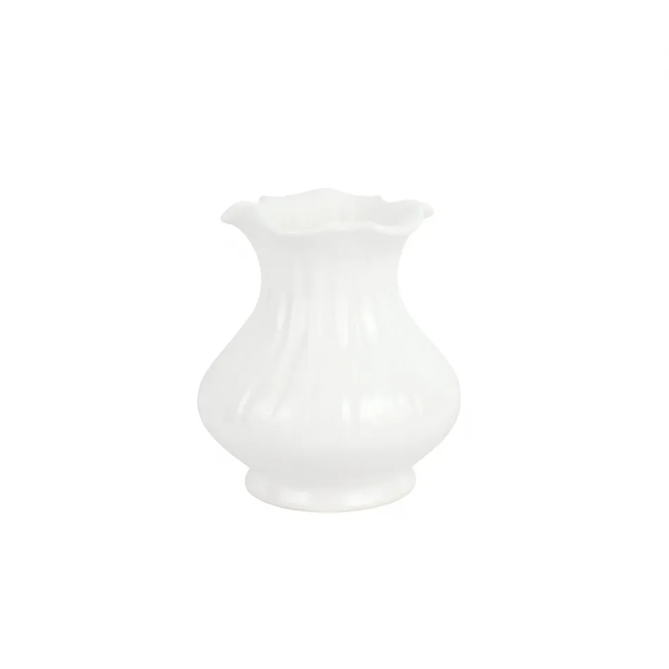 Ondulata White Vase Short 7.75"D, 8.25"H, 64 oz