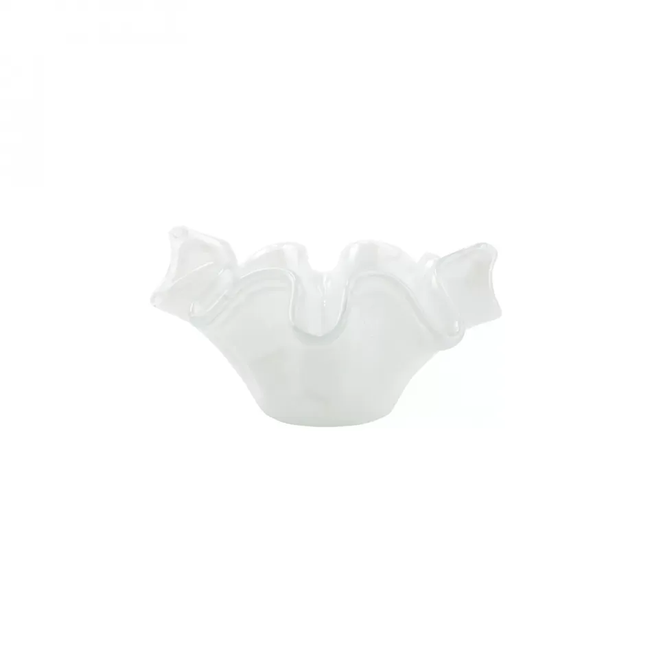 Onda Glass White Small Bowl 8.5"L, 7.5"W, 4.25"H