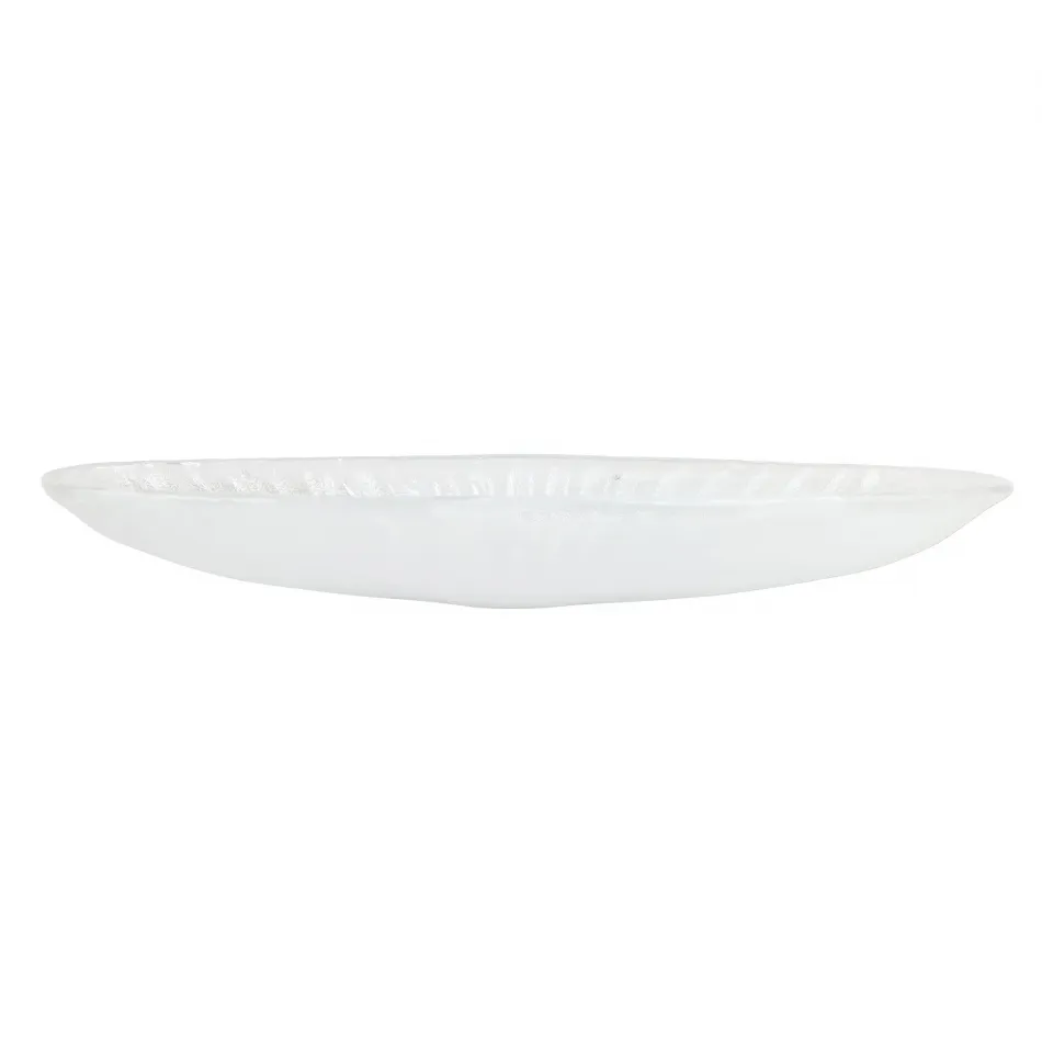 Onda Glass White Long Oval Bowl 26"L, 8"W, 4"H