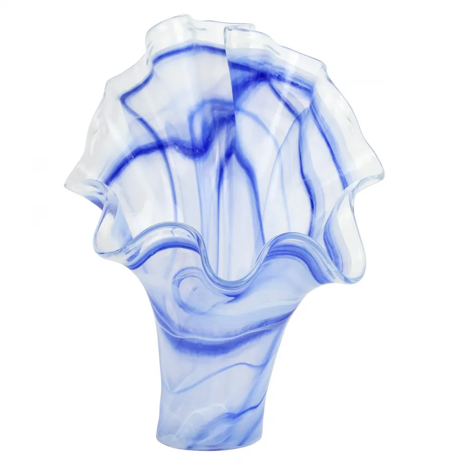 Onda Glass Cobalt Fanned Vase 10"L, 13"W, 18"H, 48 oz