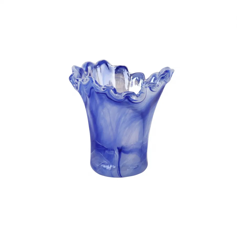 Onda Glass Cobalt Short Vase 6.75"D, 7"H, 34 oz