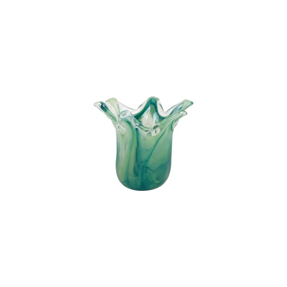 Onda Glass Green Petite Vase 5.25"D, 4.25"H, 8 oz