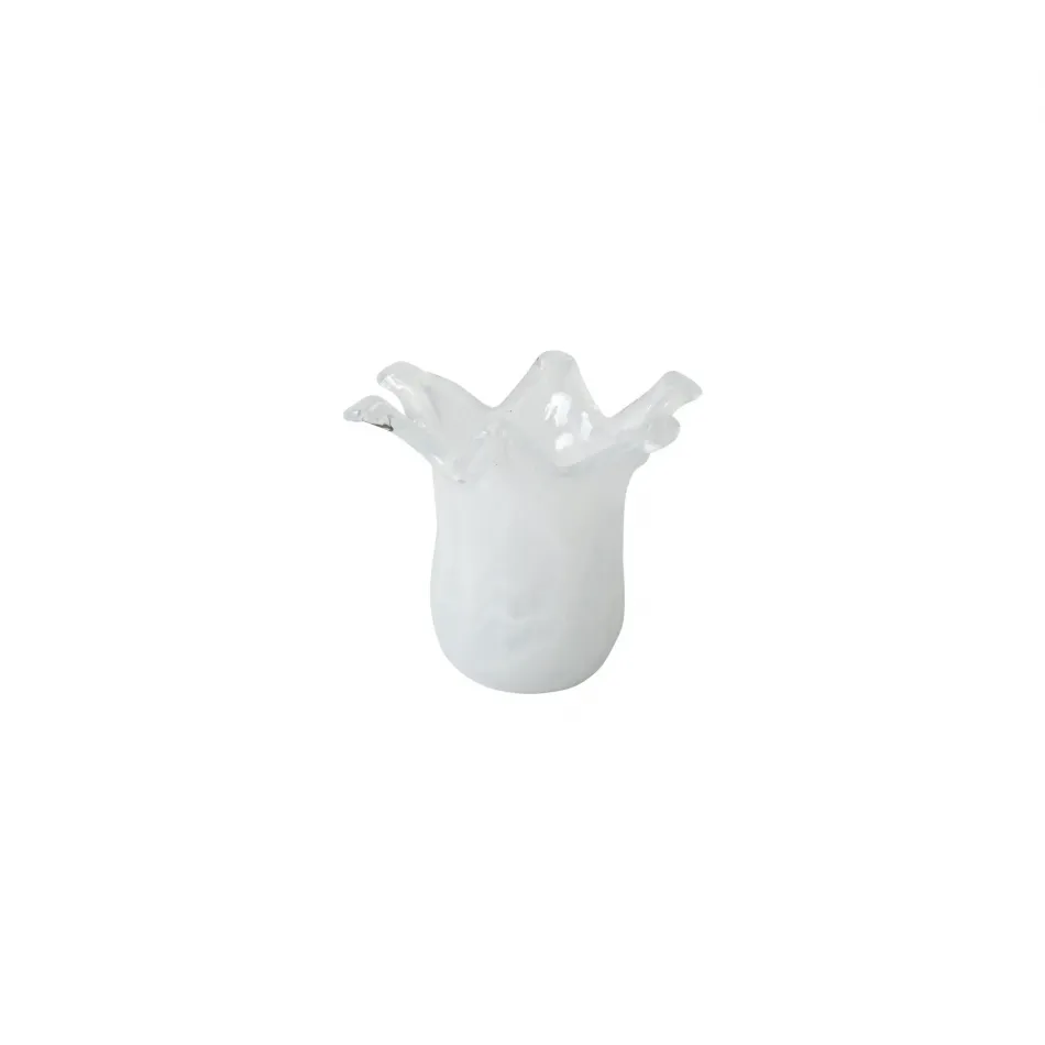 Onda Glass White Petite Vase 5.25"D, 4.25"H, 8 oz