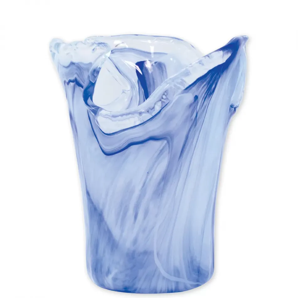 Onda Glass Cobalt Small Vase 6.75"D, 8.5"H