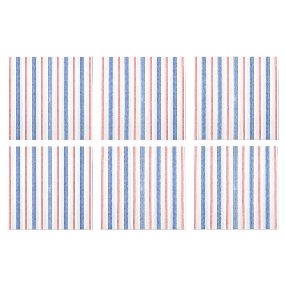 Papersoft Napkins Americana Stripe Cocktail Napkins (Pack of 20) - Set of 6 5"Sq (Folded) 10"Sq (Flat)